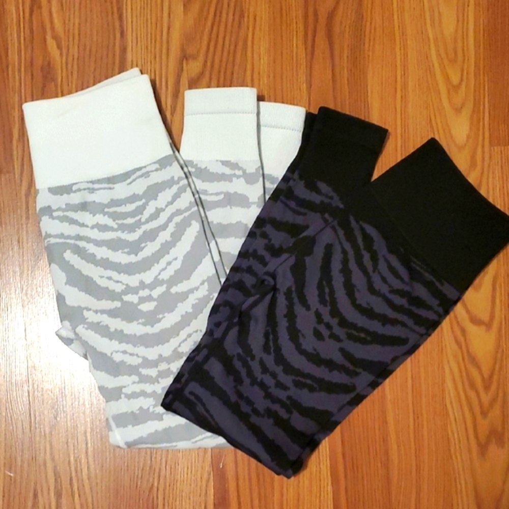 Like Bombshell Sportswear Zebra Pattern Leggings - Gray and Black. Not Bombshell